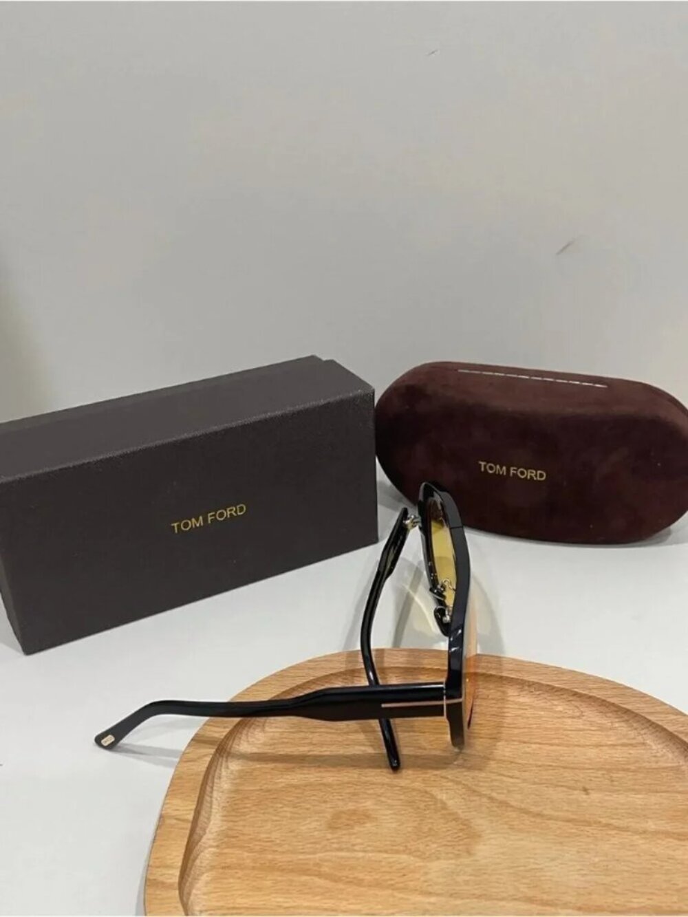 Tom Ford Black Frame Sunglasses with Yellow Lenses - Picture 4 of 5